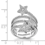 Sterling Silver Rhodium-plated CZ Star Ring
