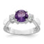 Sterling Silver Rhodium-plated Amethyst and CZ Ring