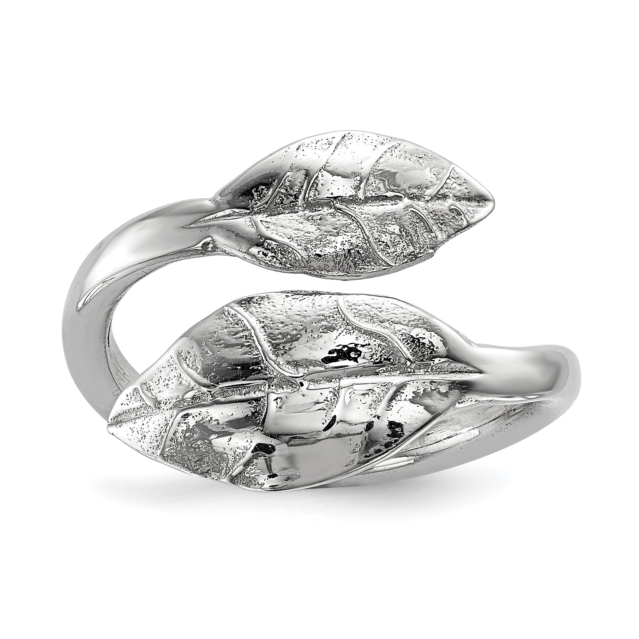 Sterling Silver Rhodium-plated Leaf Ring Main image