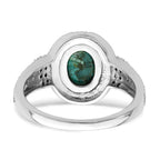 Sterling Silver Rhodium-plated Oxidized Faceted Recon. Turquoise Ring