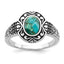 Sterling Silver Rhodium-plated Oxidized Faceted Recon. Turquoise Ring