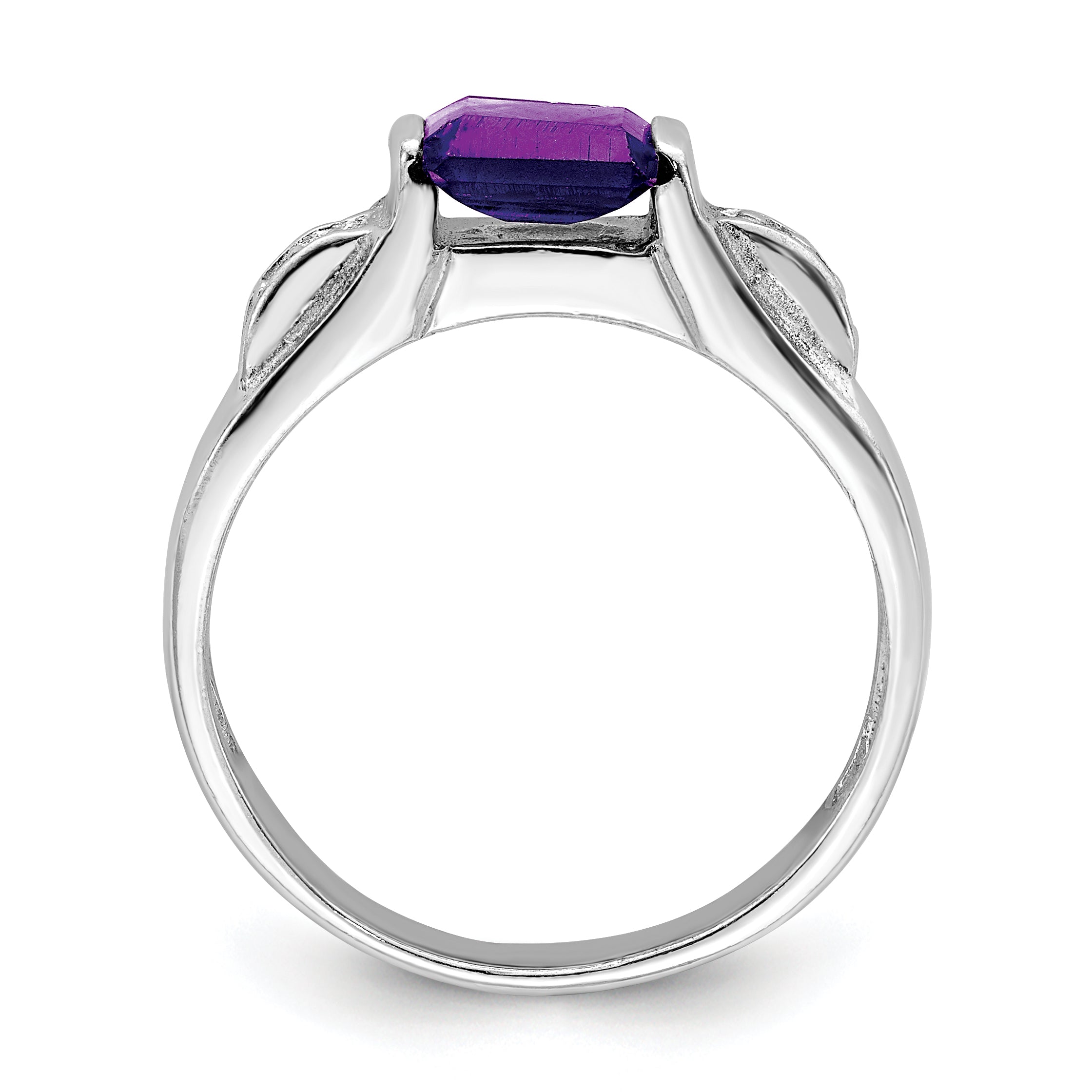 Sterling Silver Rhodium-plated Amethyst Ring Secondary image