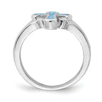 Sterling Silver Rhodium-Plated Blue Inlay Created Opal CroSterling Silver Ring