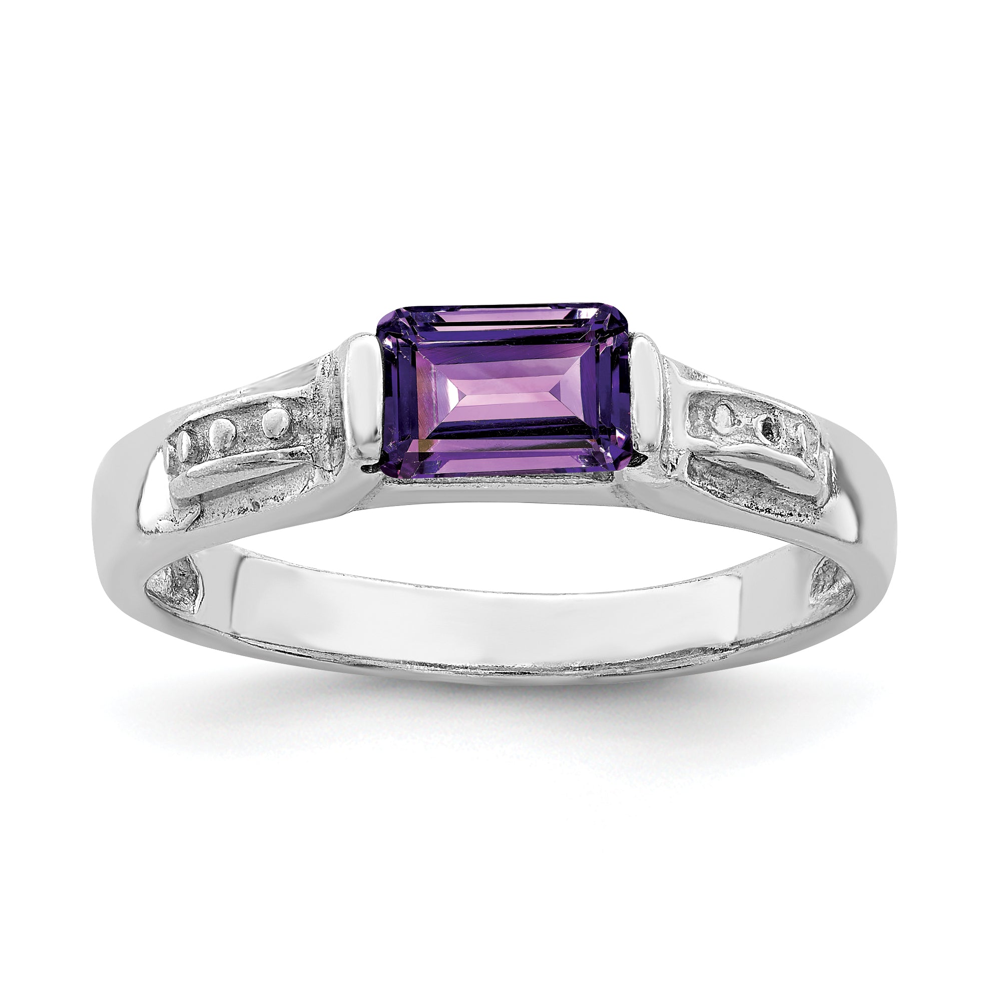 Sterling Silver Rhodium-plated Amethyst Ring Main image