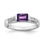 Sterling Silver Rhodium-plated Amethyst Ring
