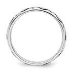 Sterling Silver Rhodium-Plated Polished Antiqued Ichthus Ring