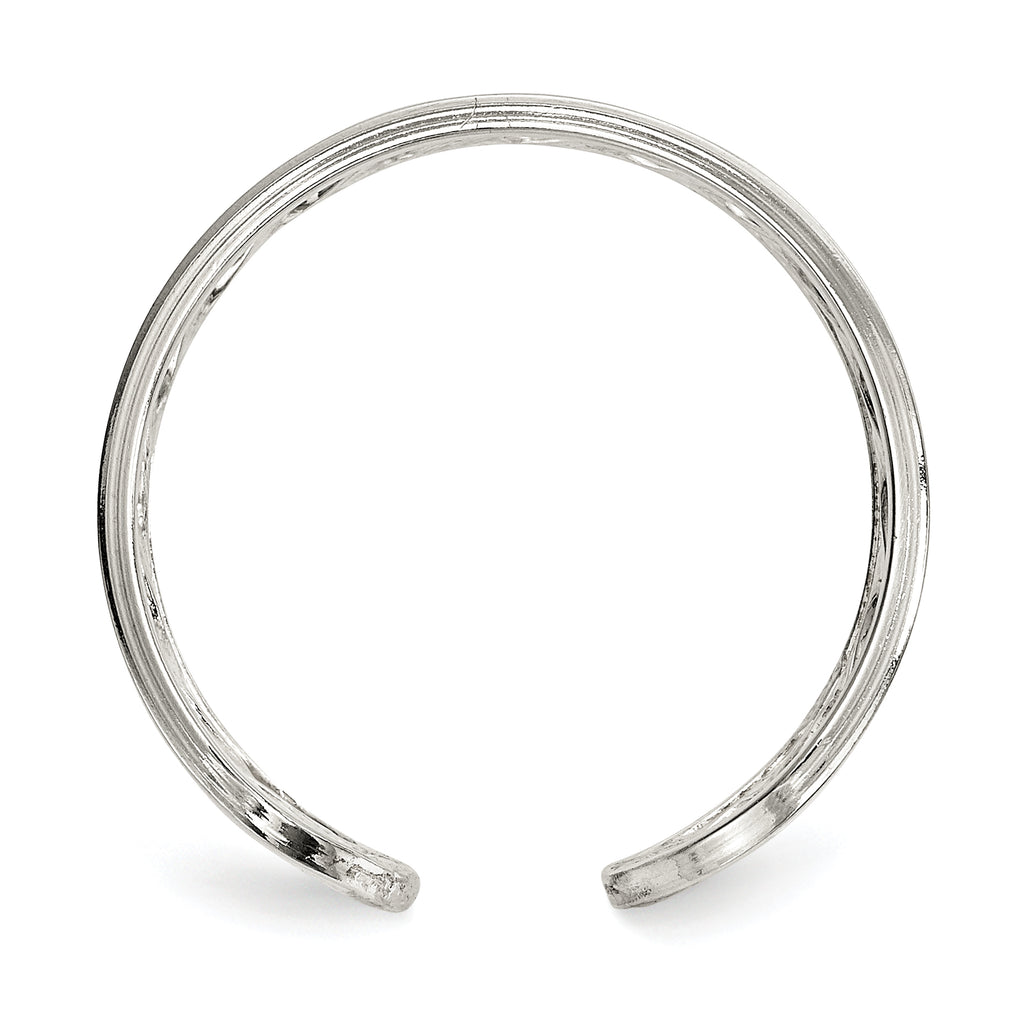 Sterling Silver Polished Twisted Bar Center Adjustable Cuff Ring