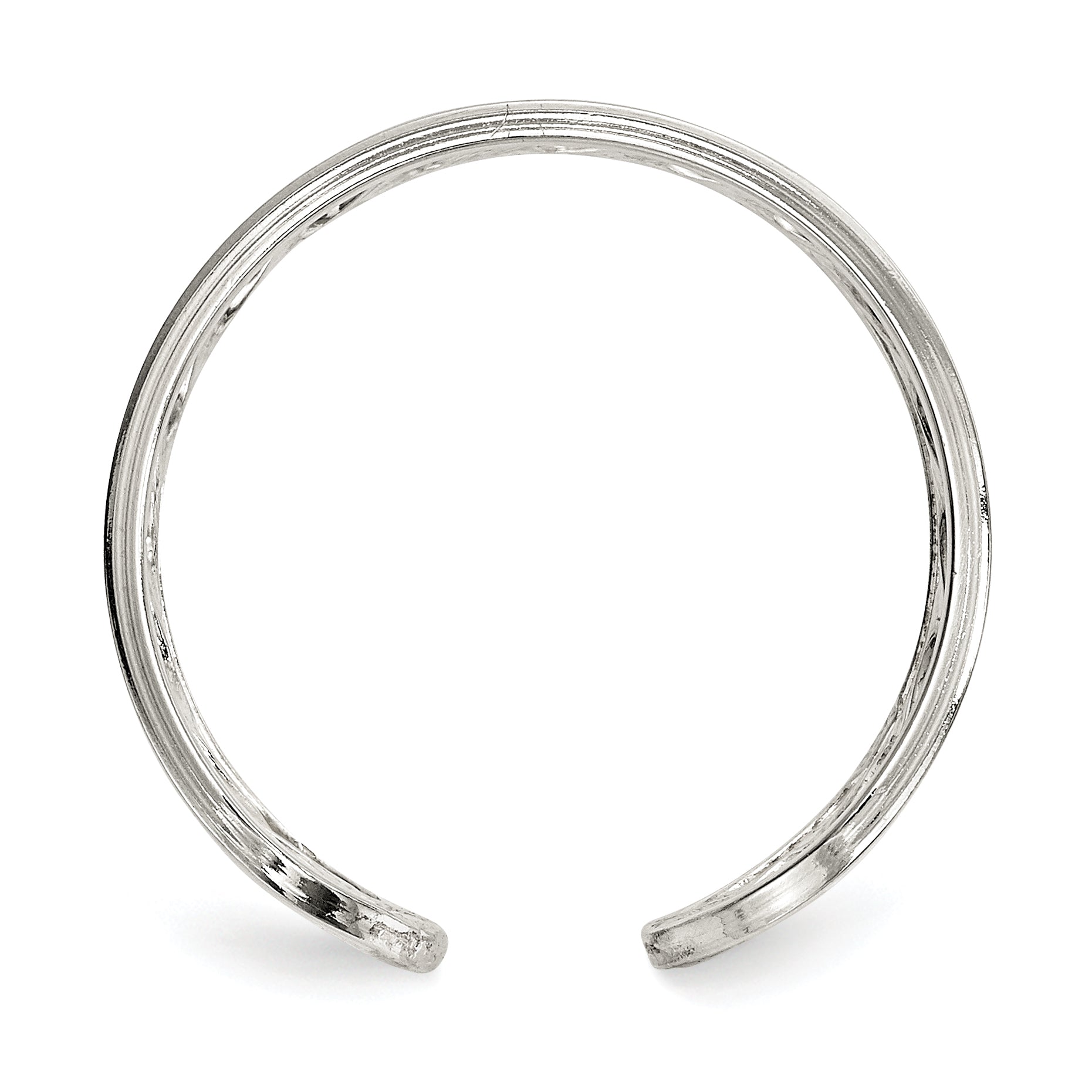 Sterling Silver Polished Twisted Bar Center Adjustable Cuff Ring