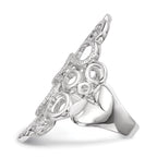 Sterling Silver Rhodium-plated Polished & Textured Circles Ring