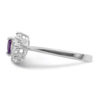 Sterling Silver Rhodium-Plated Amethyst and Cubic Zirconi Heart Ring
