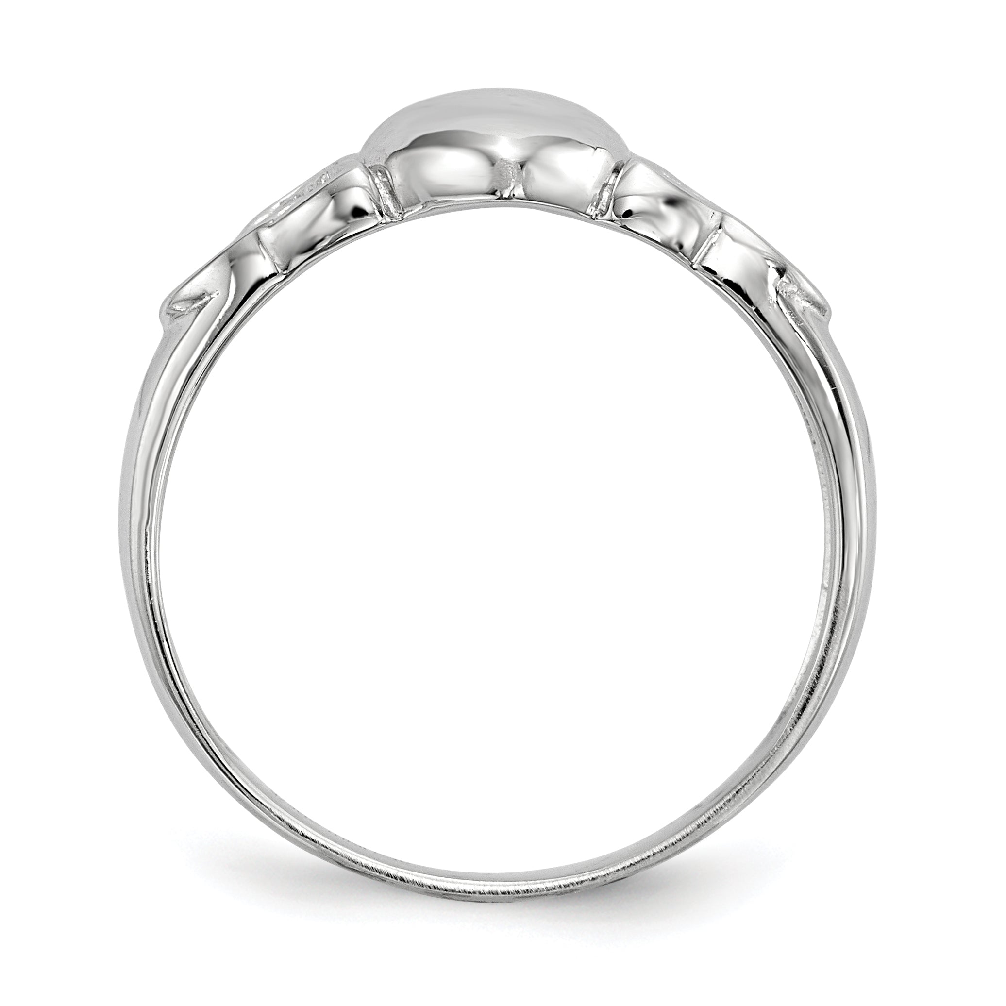 Sterling Silver Rhodium-plated Polished Claddagh Ring Secondary image