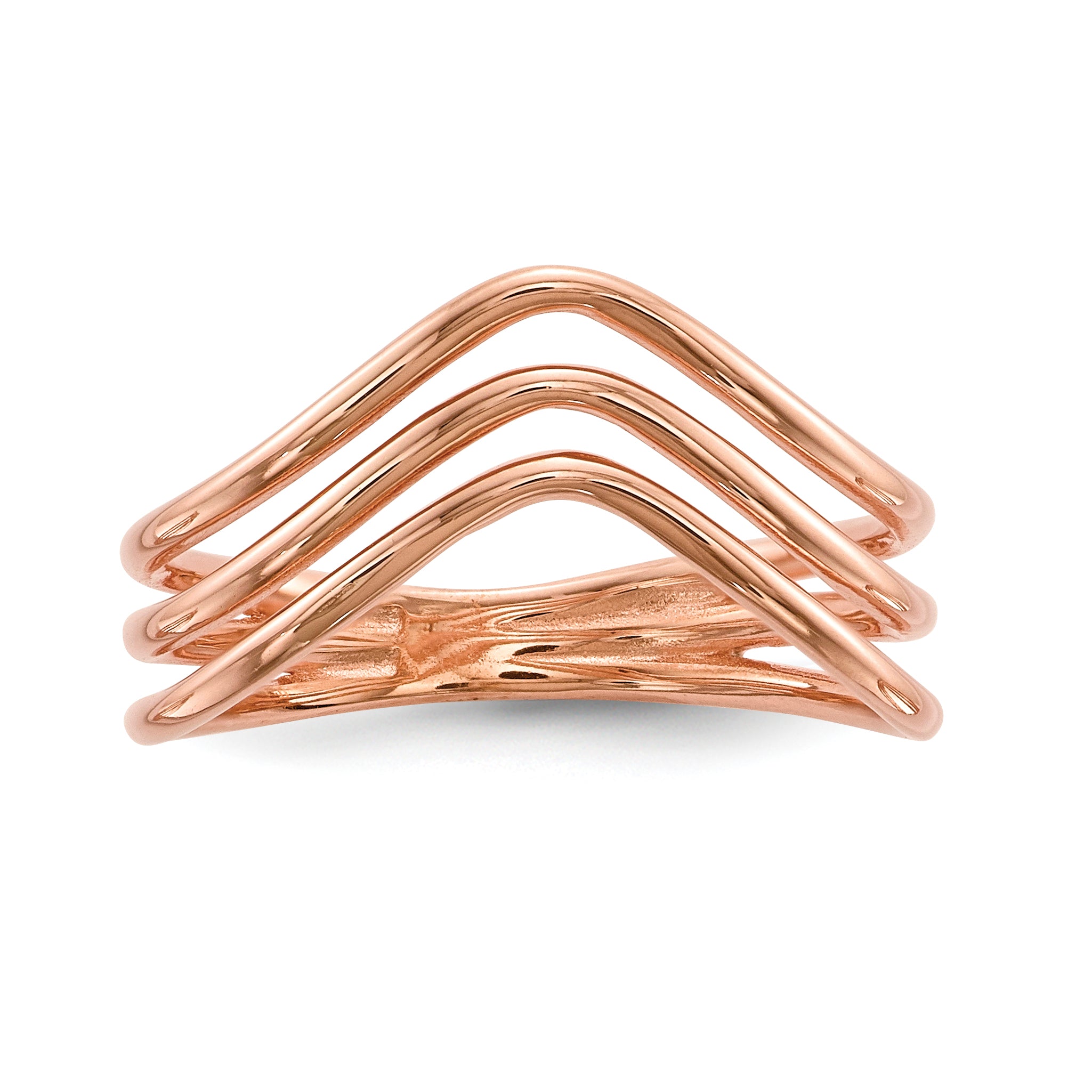 Sterling Silver Rose-tone 3-band Ring Main image