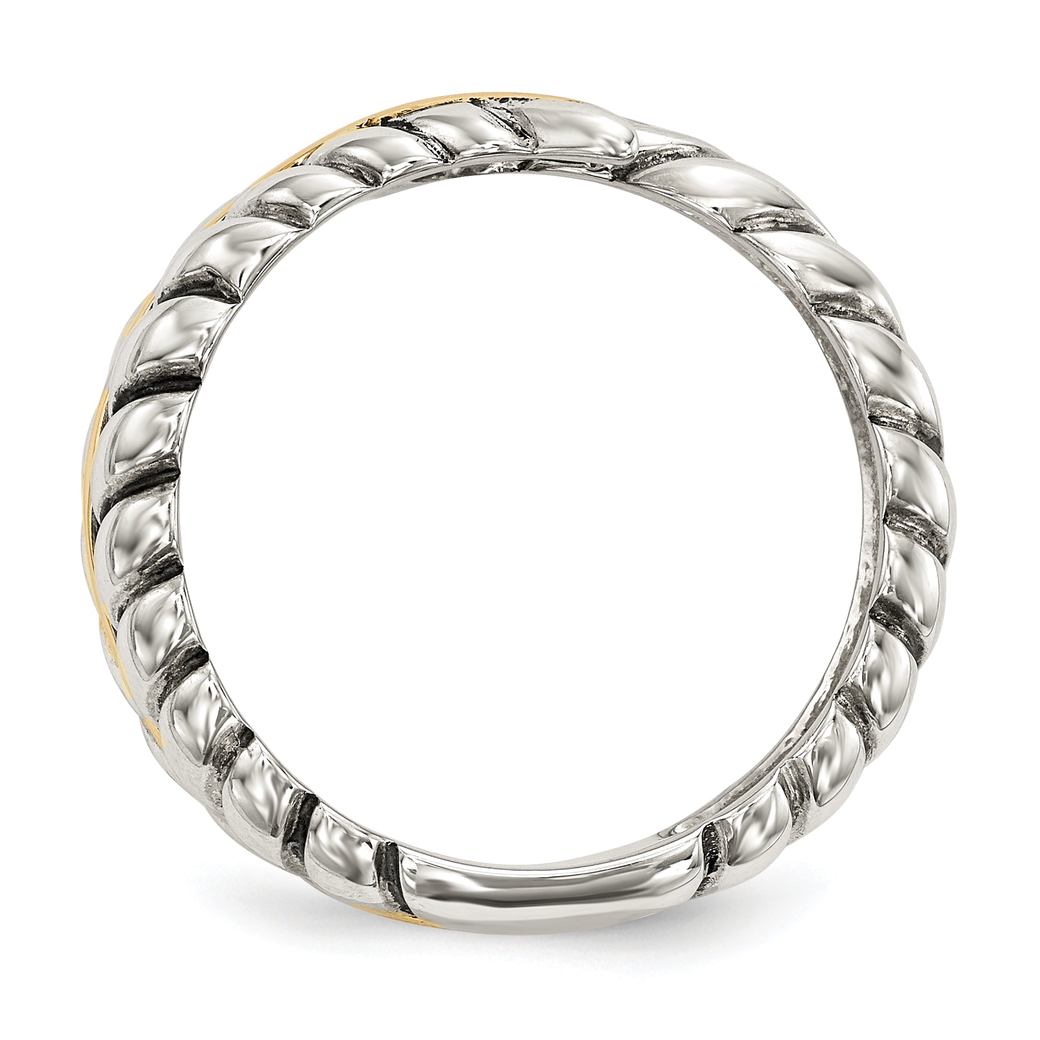 Sterling Silver With 14k Antiqued Leaves BypaSterling Silver Ring