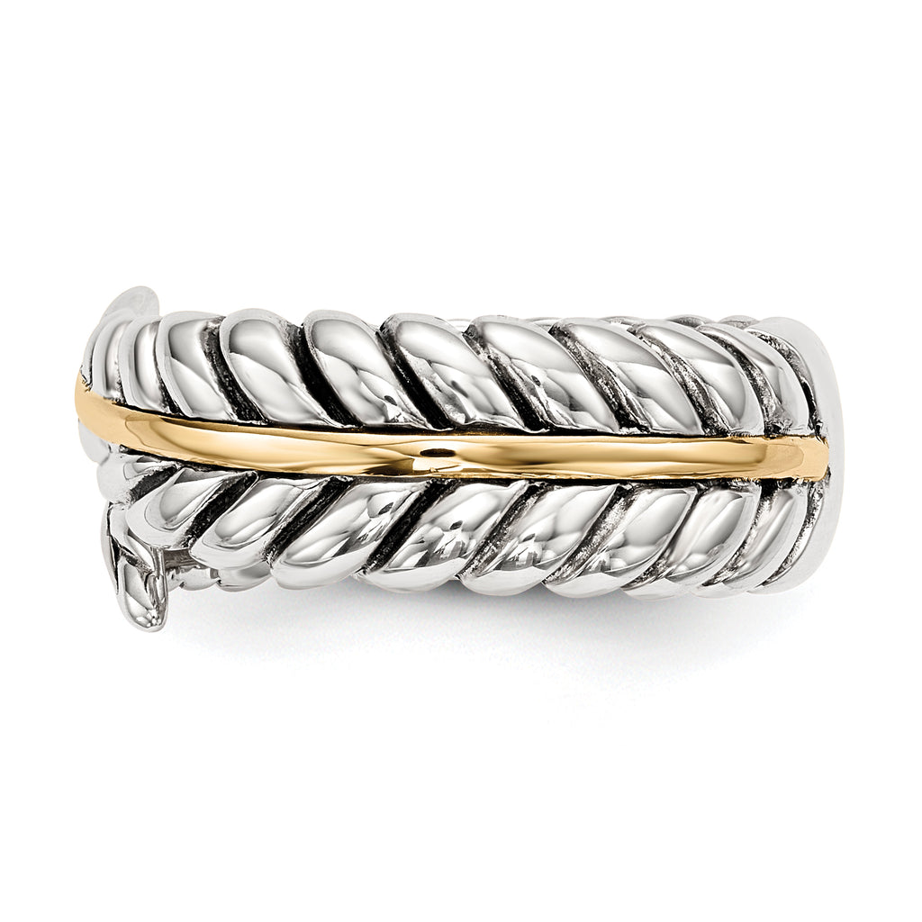 Sterling Silver With 14k Antiqued Leaves BypaSterling Silver Ring