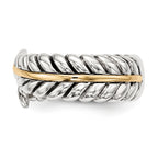Sterling Silver With 14k Antiqued Leaves BypaSterling Silver Ring