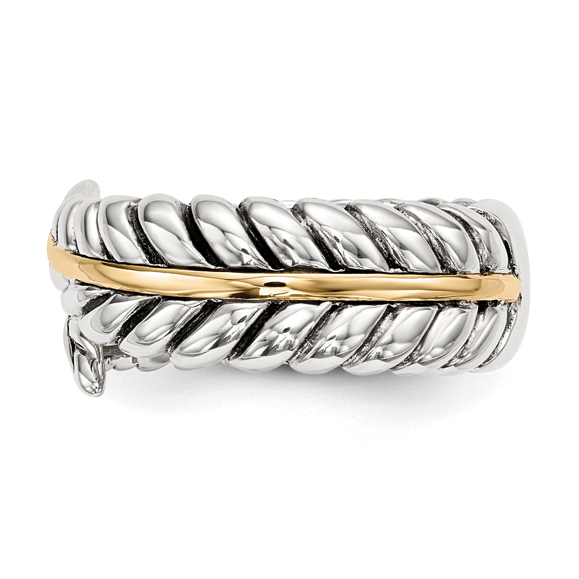 Sterling Silver With 14k Antiqued Leaves BypaSterling Silver Ring