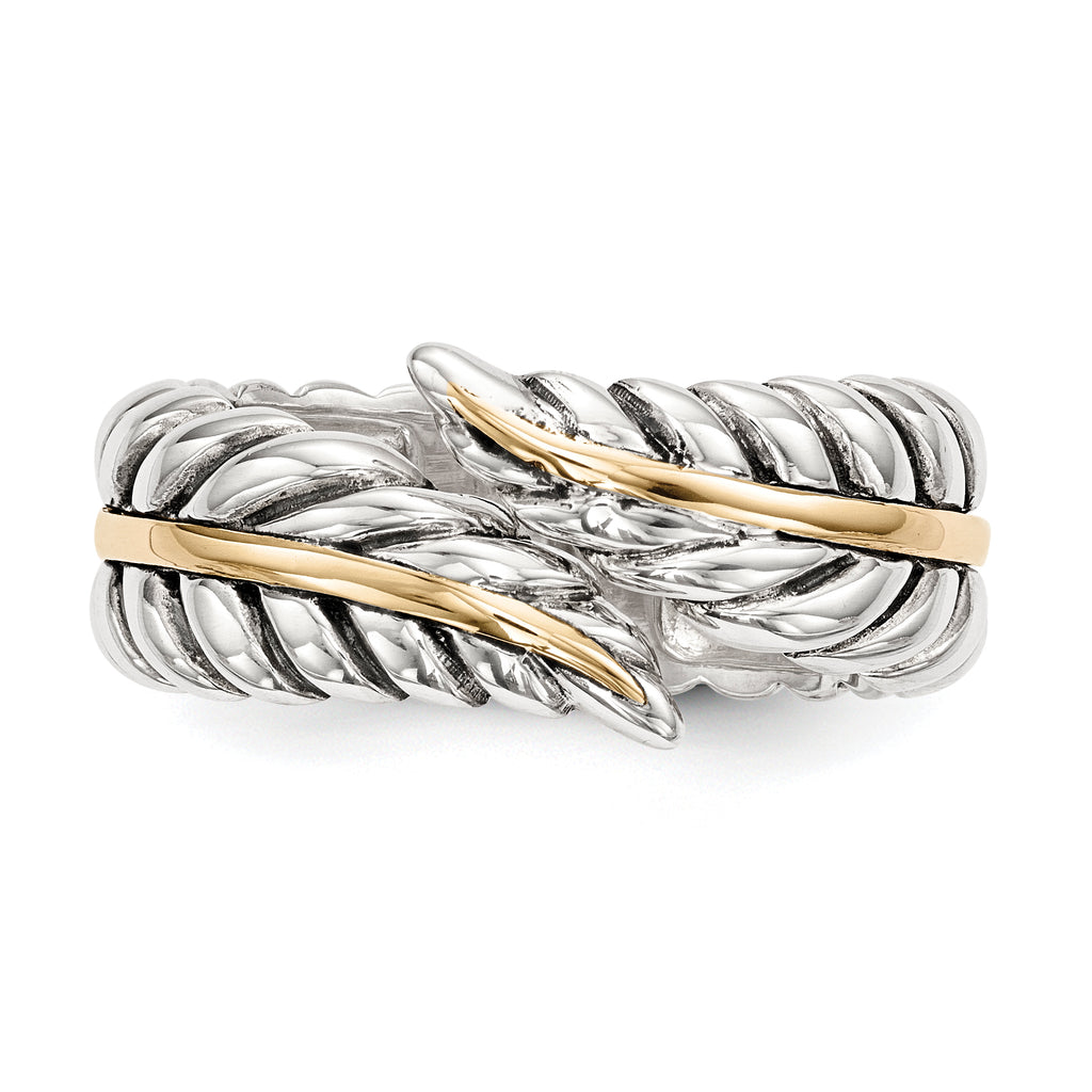 Sterling Silver With 14k Antiqued Leaves BypaSterling Silver Ring