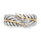 Sterling Silver With 14k Antiqued Leaves BypaSterling Silver Ring