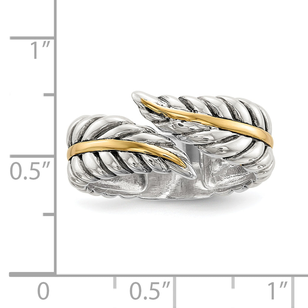 Sterling Silver With 14k Antiqued Leaves BypaSterling Silver Ring