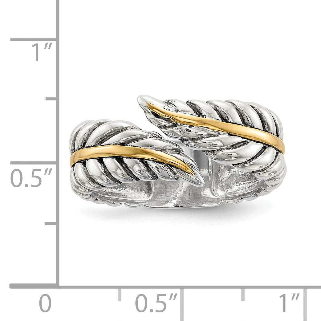 Sterling Silver With 14k Antiqued Leaves BypaSterling Silver Ring