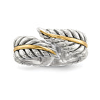 Sterling Silver With 14k Antiqued Leaves BypaSterling Silver Ring