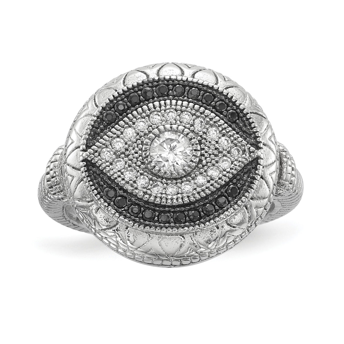 White Cubic Zirconia Evil Eye Ring in Sterling Silver - Sophia Jewelers Main image