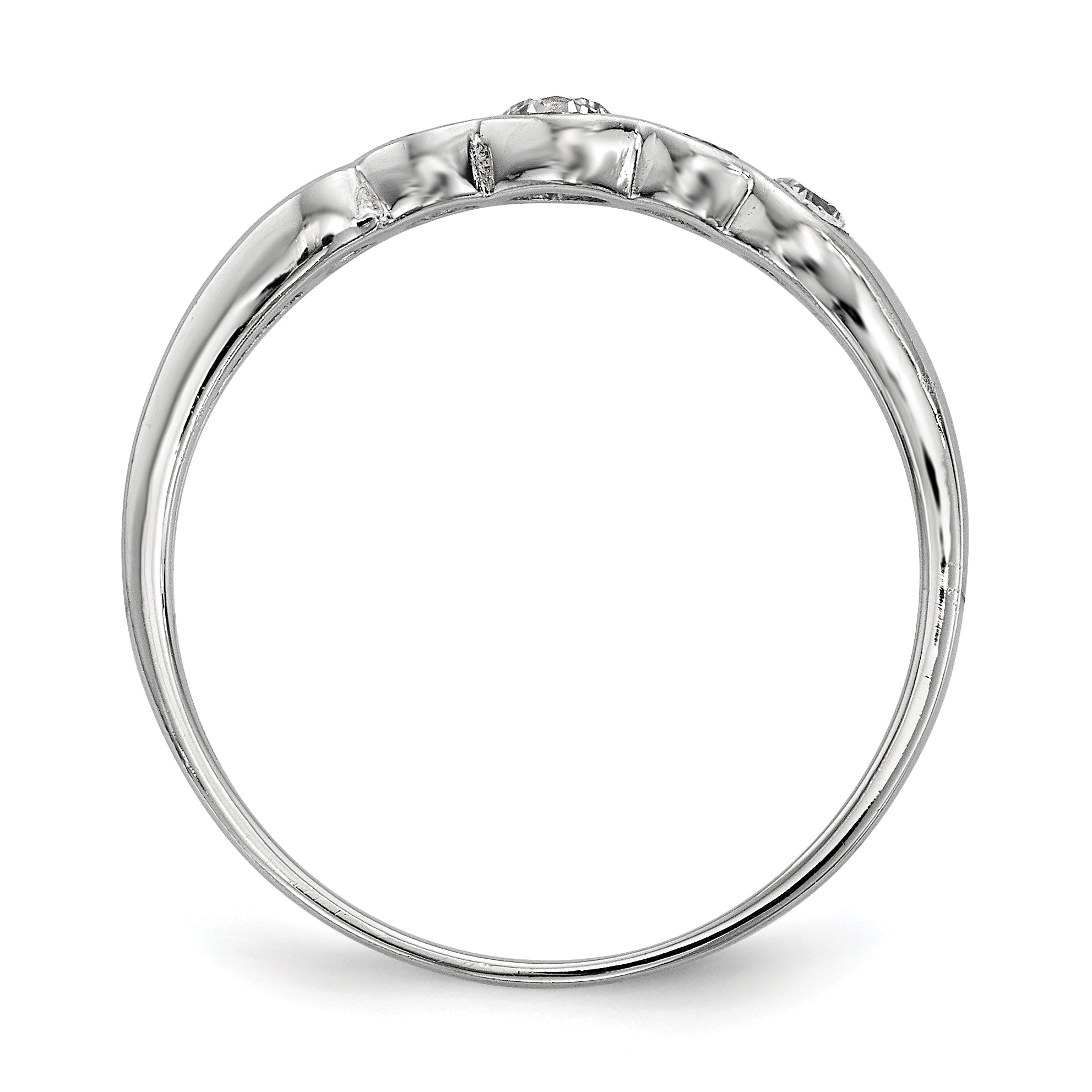 Sterling Silver Rhodium-plated 5-stone Bezel Set CZ Ring Secondary image