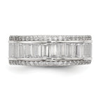 Sterling Silver Rhodium-plated Baguette & Round CZ Eternity Ring