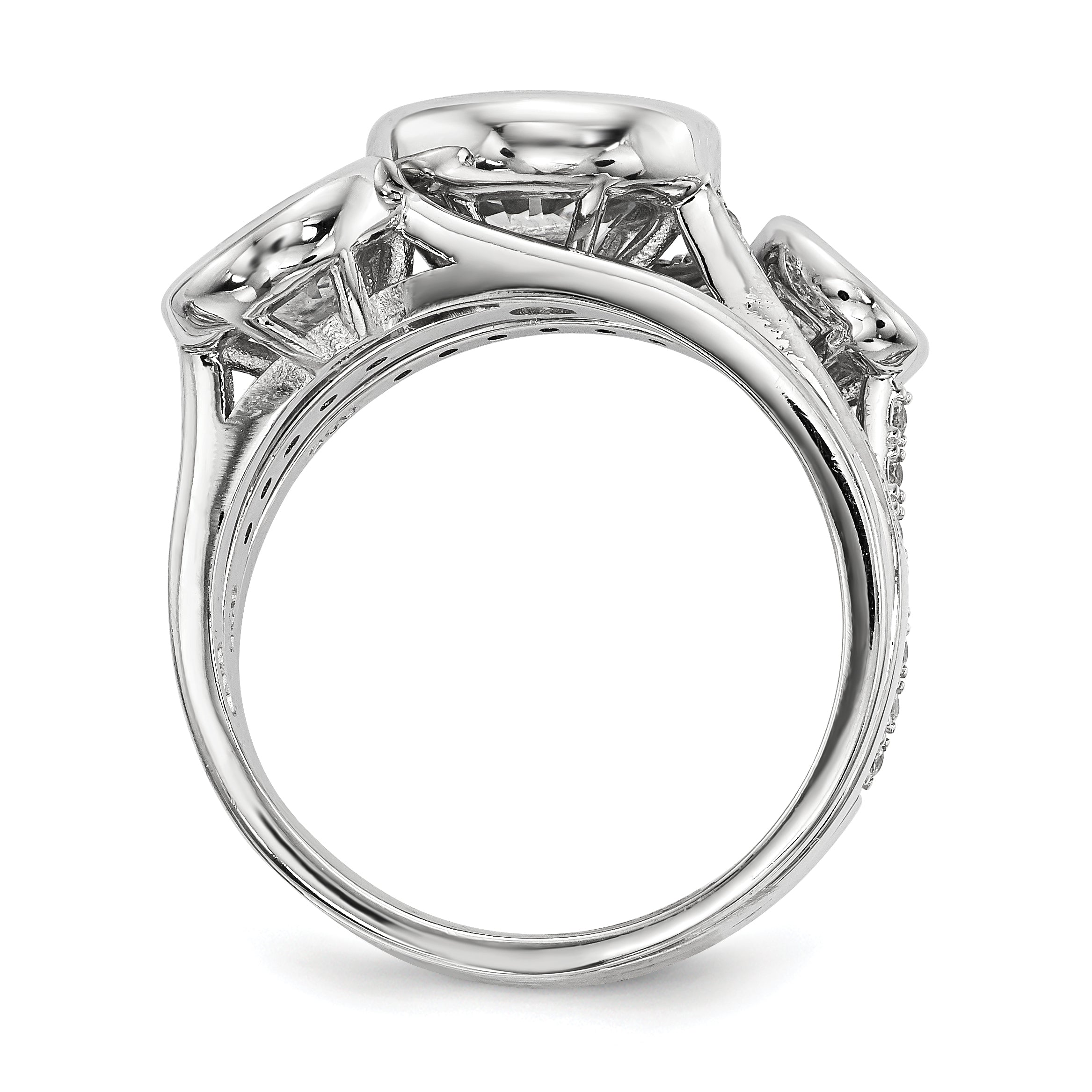 Sterling Silver Rhodium-plated CZ 3-Ring Set Secondary image