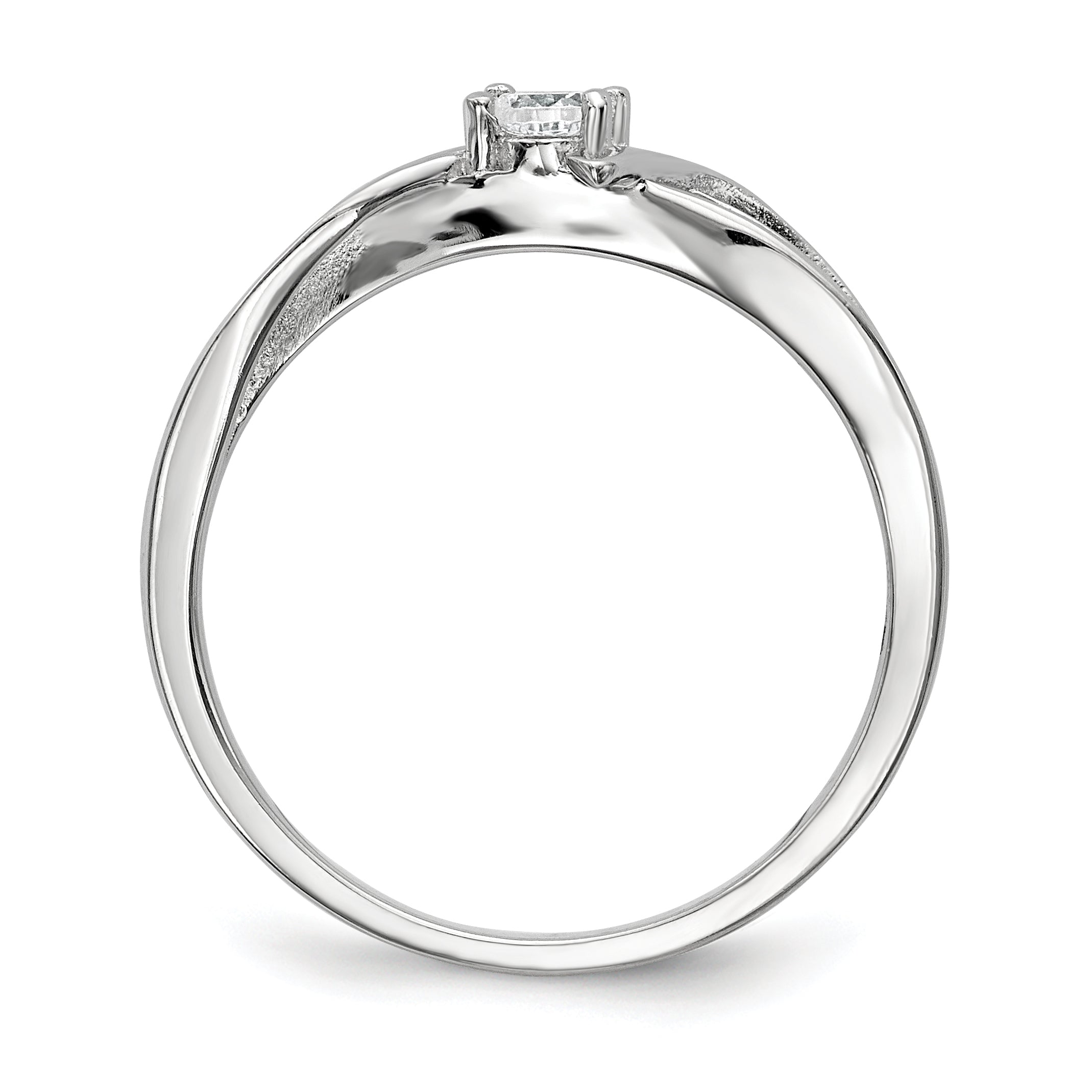 Sterling Silver Rhodium-plated CZ Ring Secondary image