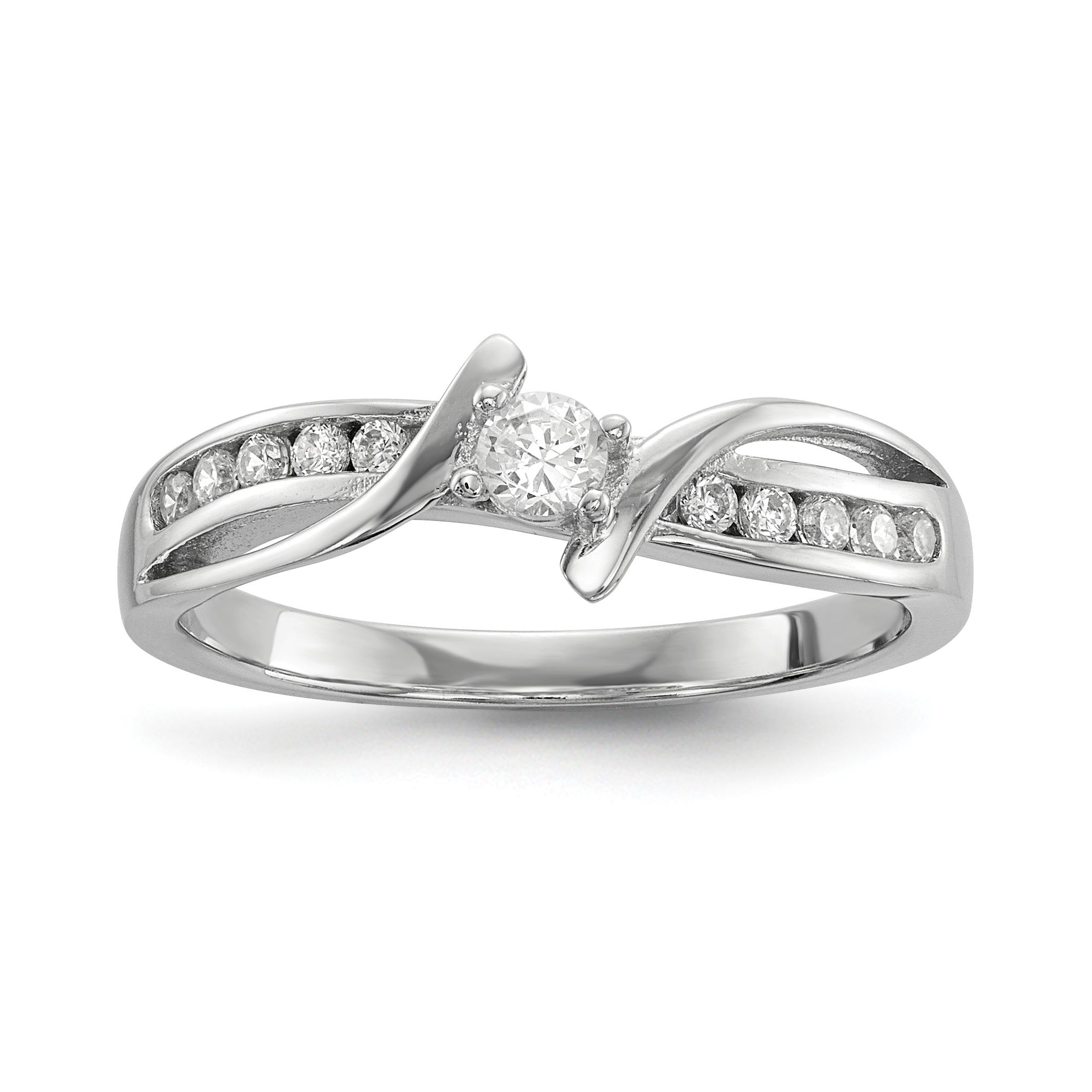 Sterling Silver Rhodium-plated CZ Ring Main image