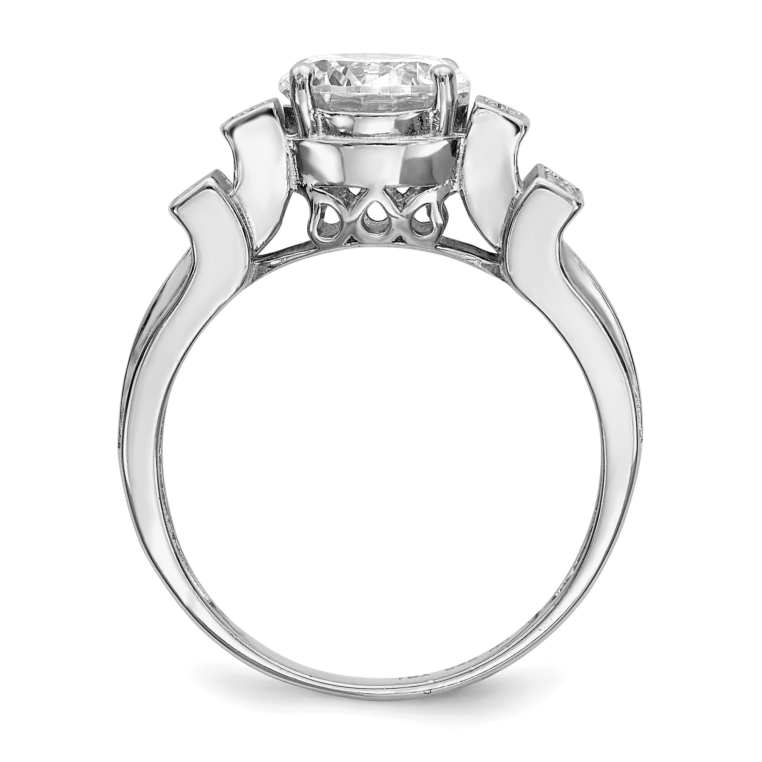 Sterling Silver Rhodium-plated CZ Tiered PavÃƒÆ’Ã‚Â¢Ãƒâ€šÃ¢â€šÂ¬Ãƒâ€šÃ…Â¡ Ring Secondary image
