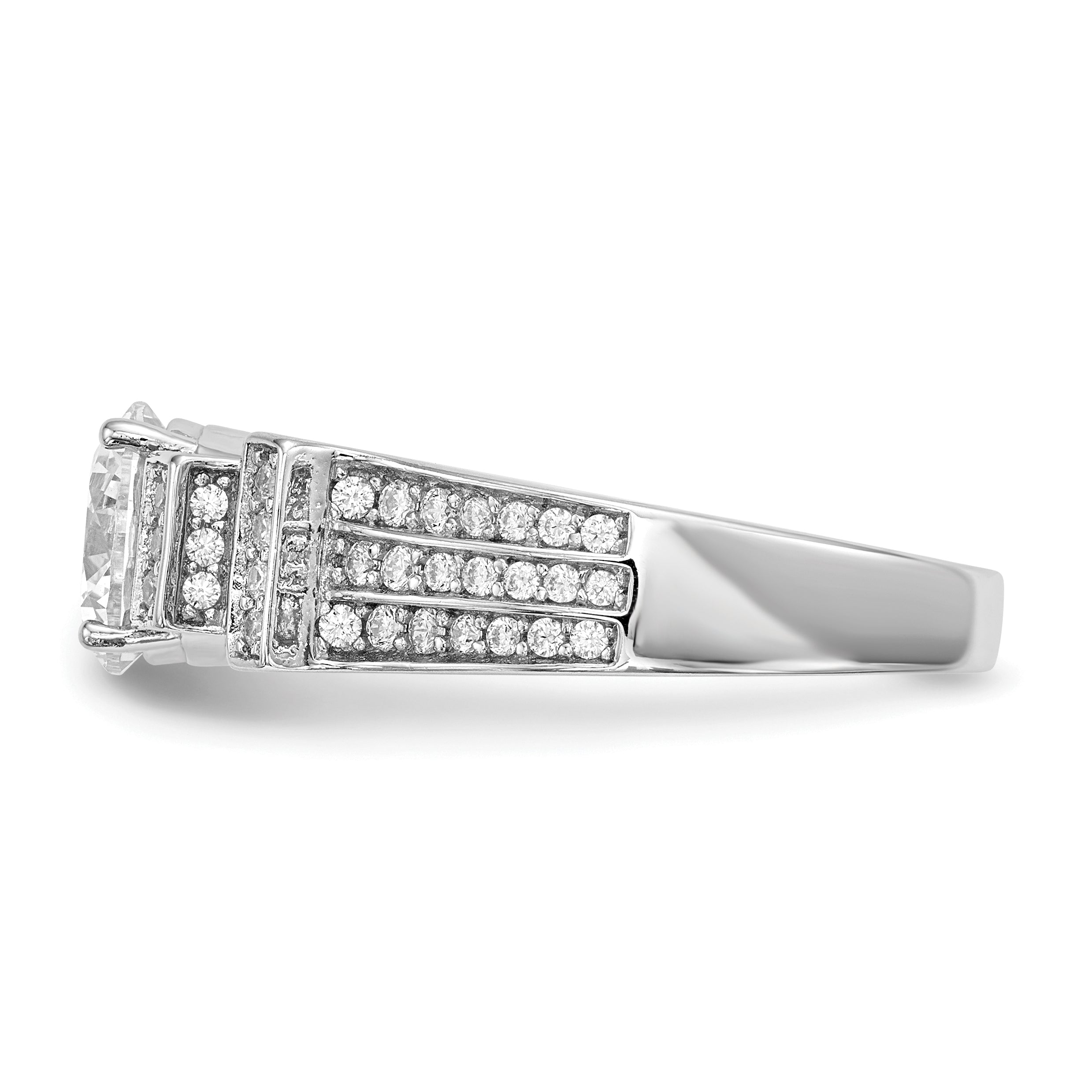 Sterling Silver Rhodium-plated CZ Tiered Pav‚ Ring