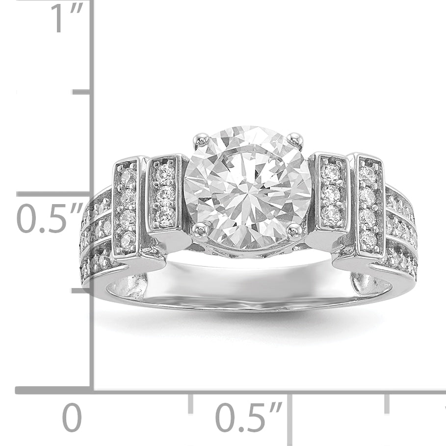 Sterling Silver Rhodium-plated CZ Tiered Pav‚ Ring