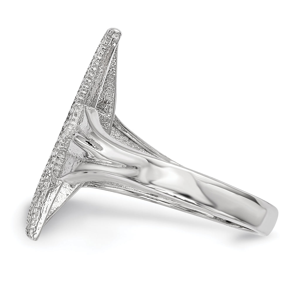 Sterling Silver Rhodium-plated CZ Moon With Star Polished Ring