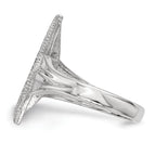 Sterling Silver Rhodium-plated CZ Moon With Star Polished Ring