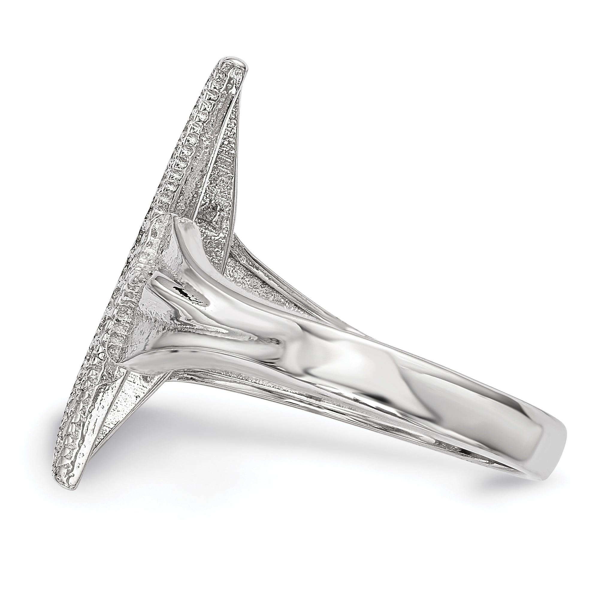 Sterling Silver Rhodium-plated CZ Moon With Star Polished Ring