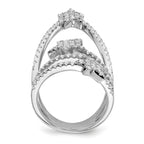 Pure Fire Sterling Silver Rhodium-platedod-plated Cubic Zirconi Star Ring