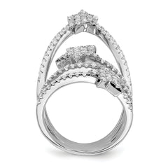 Pure Fire Sterling Silver Rhod-plated CZ Star Ring