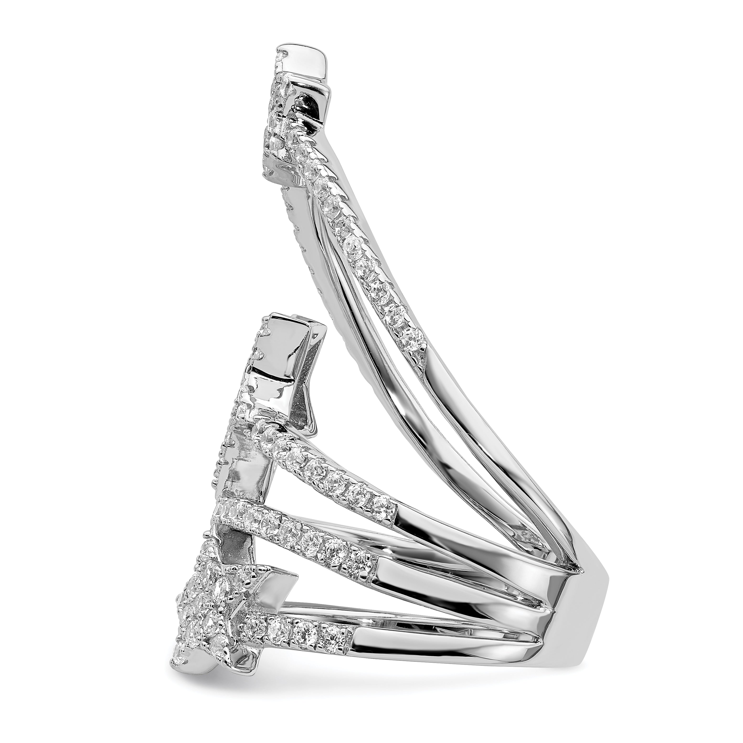 Pure Fire Sterling Silver Rhodium-platedod-plated Cubic Zirconi Star Ring
