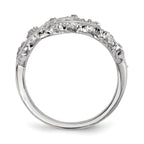 Sterling Silver Rhodium-Plated Cubic Zirconi Leaf with Extender Ring