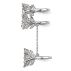 Sterling Silver Rhodium-Plated Cubic Zirconi Leaf with Extender Ring