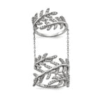 Sterling Silver Rhodium-Plated Cubic Zirconi Leaf with Extender Ring