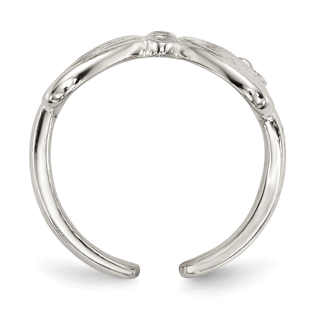 Sterling Silver Polished CZ Butterfly Double Finger Ring
