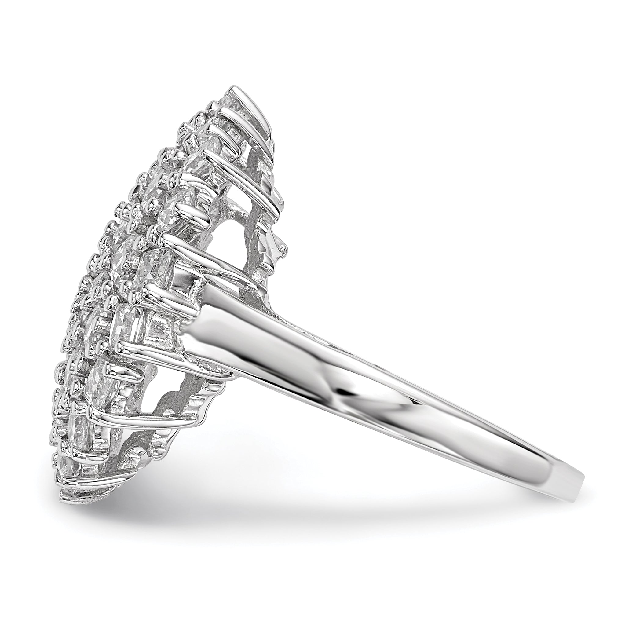 Sterling Silver Rhodium-plated CZ Ring
