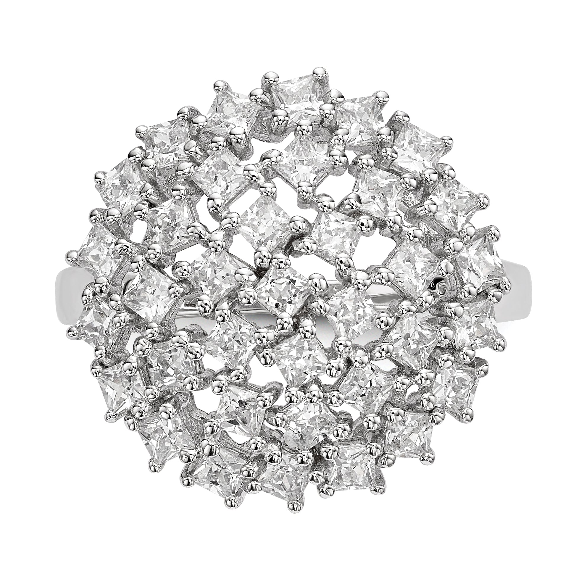 Sterling Silver Rhodium-plated CZ Ring