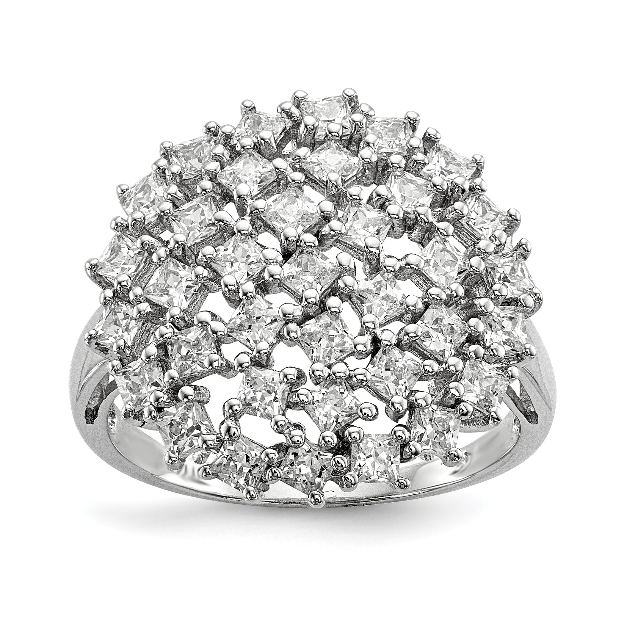 Sterling Silver Rhodium-plated CZ Ring Main image