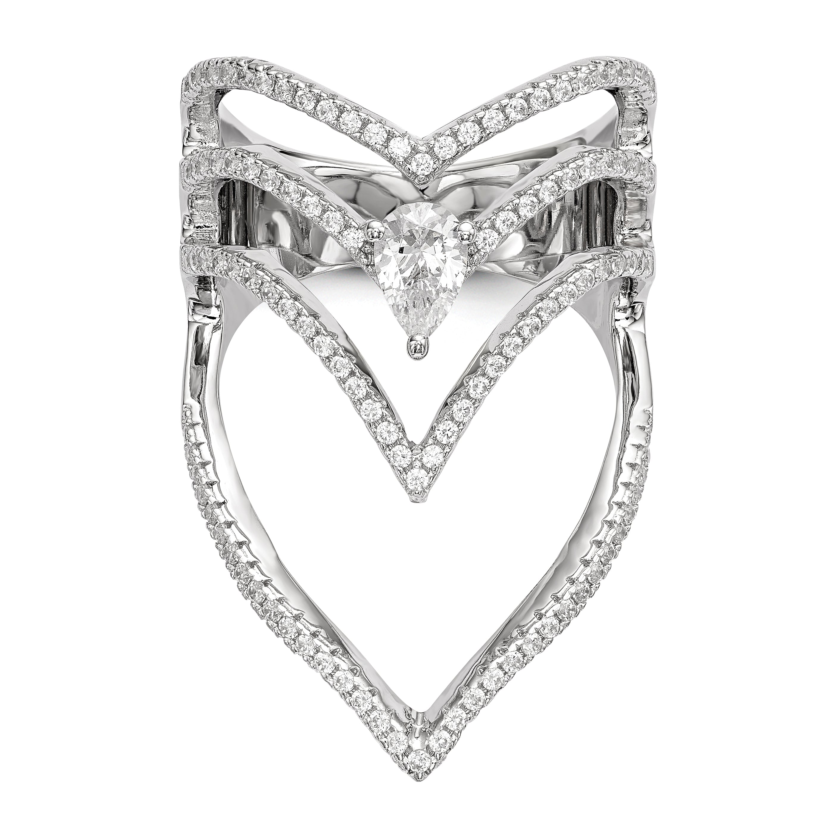 Pure Fire Sterling Silver Rhod-plated CZ Ring