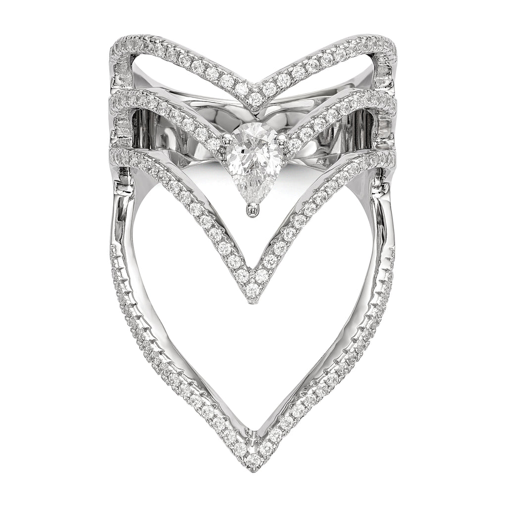 Pure Fire Sterling Silver Rhod-plated CZ Ring