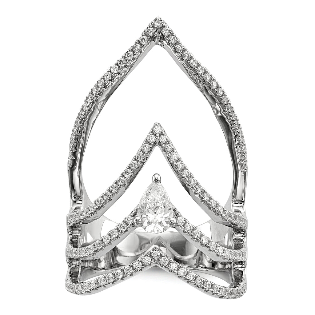 Pure Fire Sterling Silver Rhod-plated CZ Ring